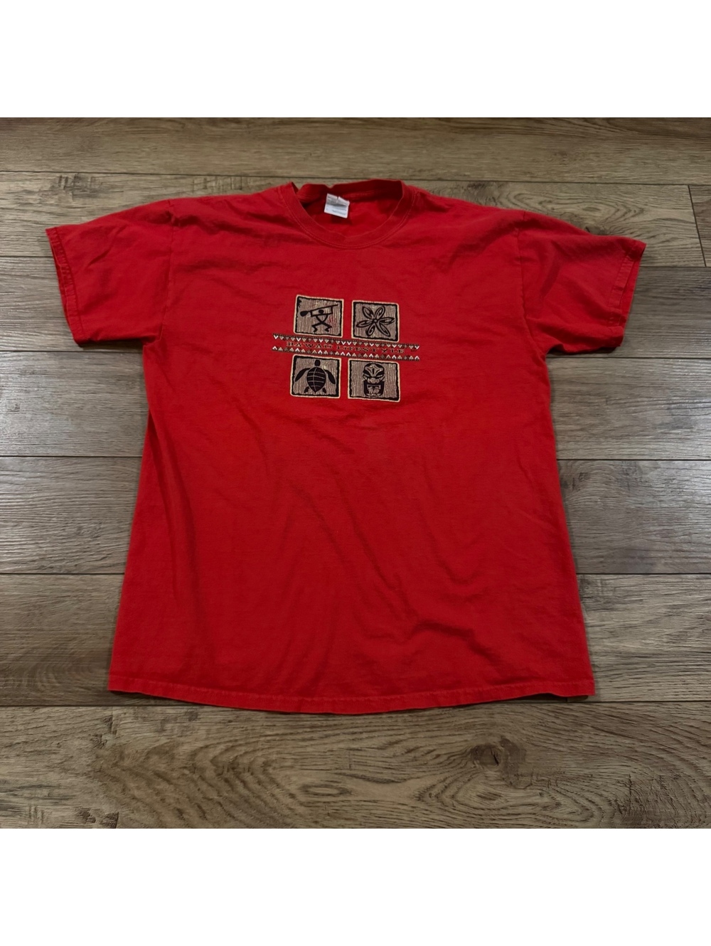 Vintage Hawaii Lifestyle Tiki Turtle Red T-Shirt Men Large